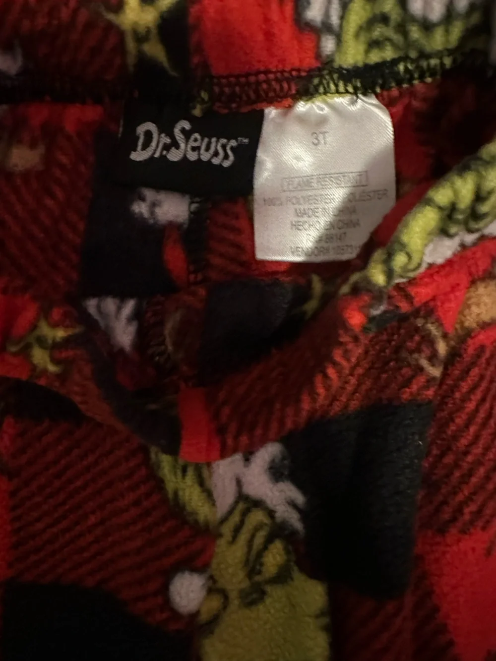 Disney Red & Black Plaid Grinch Kids Pajama Bottoms